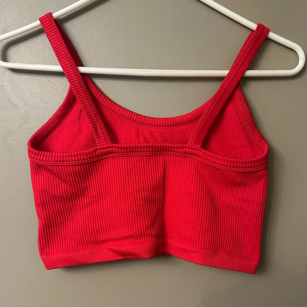 Red Ribbed Crop Top - Picture 2 of 3